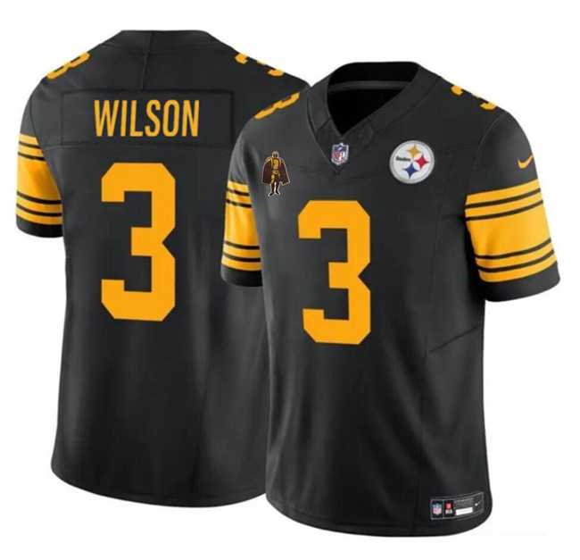 Men & Women & Youth Pittsburgh Steelers #3 Russell Wilson Black F.U.S.E. With Walter Payton Patch Color Rush Limited Stitched Jersey->philadelphia eagles->NFL Jersey